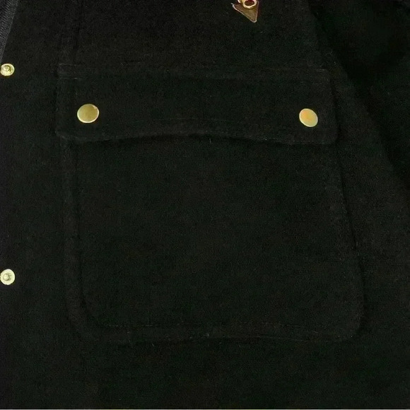 J. Crew Chateau Parka Stadium Cloth Wool Blend Coat Trim Fur Black Size 4 - Picture 6 of 13